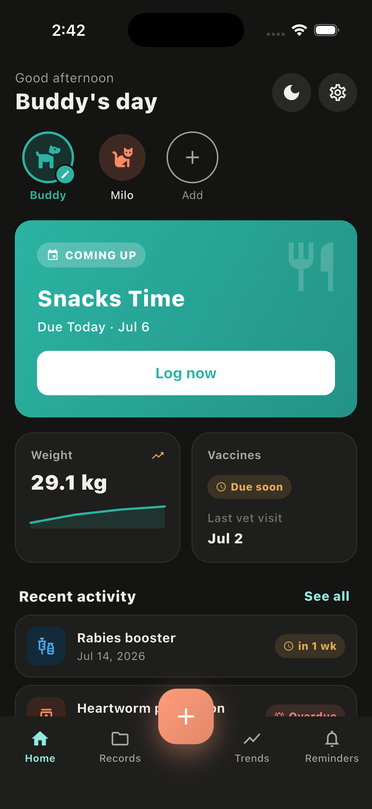 Tavi insights in dark mode